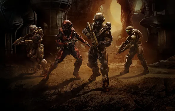 Картинка команда, бойцы, спартанцы, Halo 5: Guardians, агент Лок