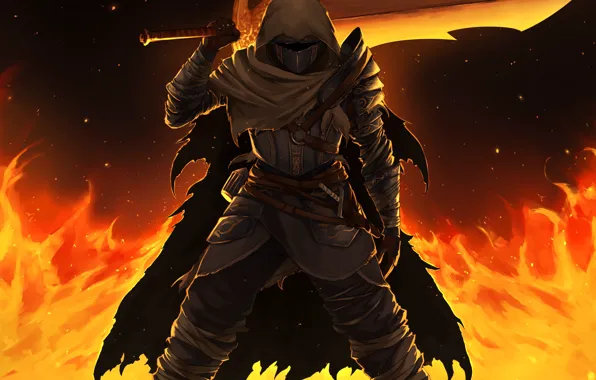 Меч, воин, плащ, Dark Souls 3
