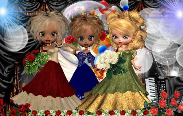 Сцена, концерт, трио, Куклы, artists, артисты, the trio scene, Dolls concert