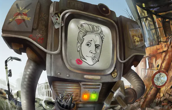 Картинка робот, Fallout, New Vegas, Fallout: New Vegas, Securitron