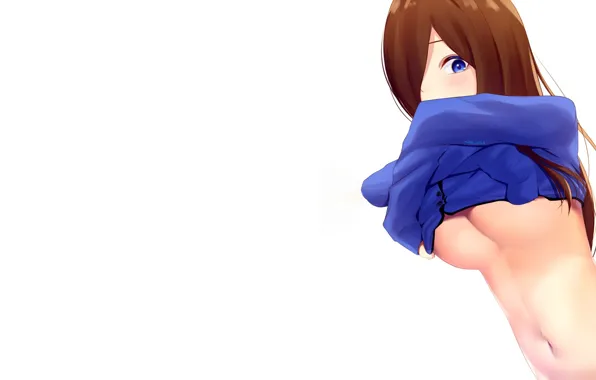 Girl, sexy, cleavage, blouse, long hair, brown hair, boobs, anime