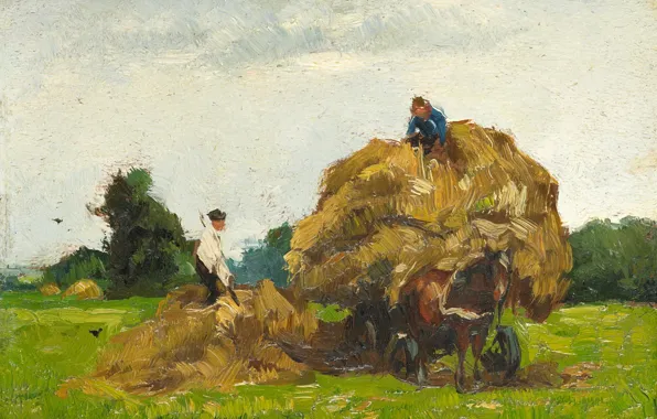 Пейзаж, дерево, масло, картина, Виллем де Зварт, Воз с Сеном