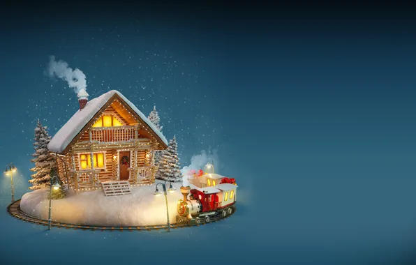 Новый Год, Рождество, house, winter, snow, merry christmas, decoration