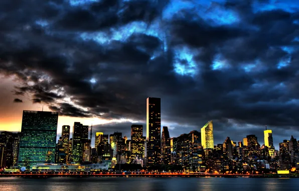 Картинка тучи, небоскребы, нью-йорк