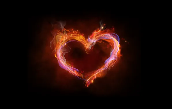 Картинка фон, огонь, сердце, неон, colorful, fire, heart, pink