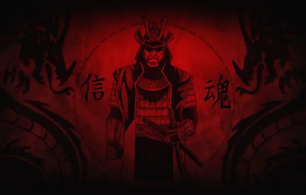 Картинка pattern, Samurai, warrior, helmet, fabric