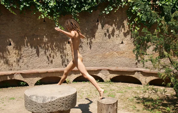 Girl, grass, sexy, ass, long hair, legs, breast, beautiful