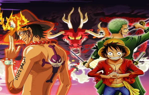 Коллаж, парни, One Piece
