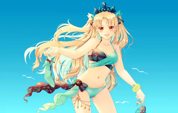 Girl, sexy, cleavage, long hair, boobs, anime, beautiful, twintails