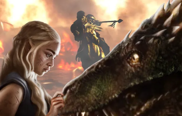 Девушка, дракон, мужик, Game of Thrones
