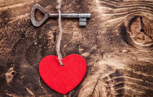 Ключ, red, сердце, романтика, любовь, romantic, wood, love