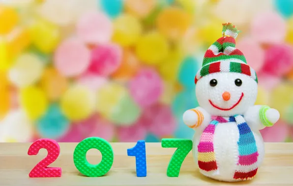 Christmas, new year, snowman, 2017