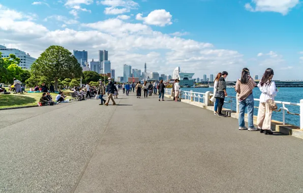 Картинка люди, Япония, набережная, Yokohama