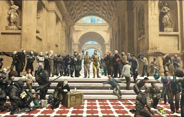 Люди, здание, арка, скопление, The School of Garrys Mod
