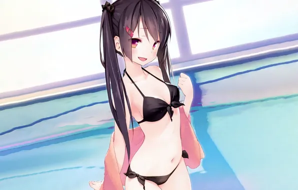 Girl, sexy, long hair, boobs, anime, beautiful, pretty, brunette