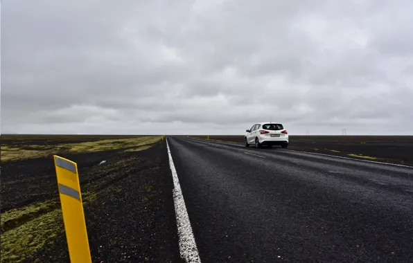 Дорога, тучи, Автомобиль, Исландия