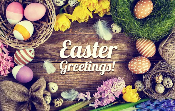 Картинка цветы, яйца, Пасха, flowers, декор, Easter, eggs
