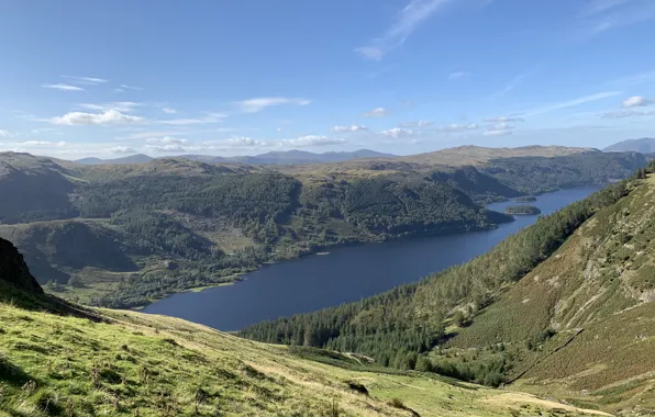 Sky, Mountains, Lake, Cumbrian Mountains, Helvellyn