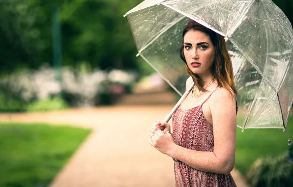 Девушка, зонт, Katie, Rainy Morning