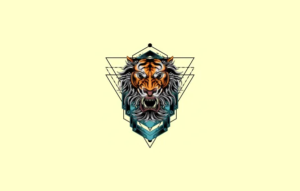 Минимализм, Тигр, Стиль, Фон, Морда, Арт, Art, Tiger