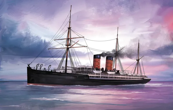 Волны, корабль, umbria, Transatlantic Ships