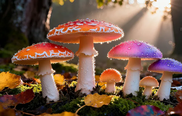 Картинка mushrooms, fly agaric, ai art