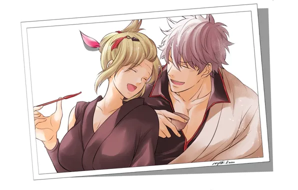 Девушка, аниме, арт, парень, gintama, Гинтоки