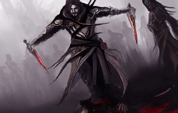 Картинка кровь, кинжалы, theDURRRRIAN, assassin commander