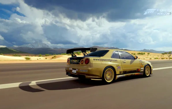 Облака, Nissan skyline, GTR R34, Forza Horizon 3, Top secret copy