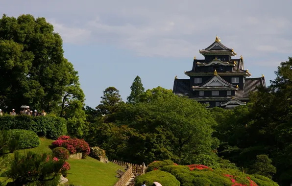 Парк, замок, дорожка, Japan, Korakuen