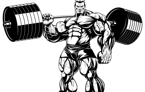 Поза, фигура, арт, muscle, мышцы, штанга, muscles, пресс