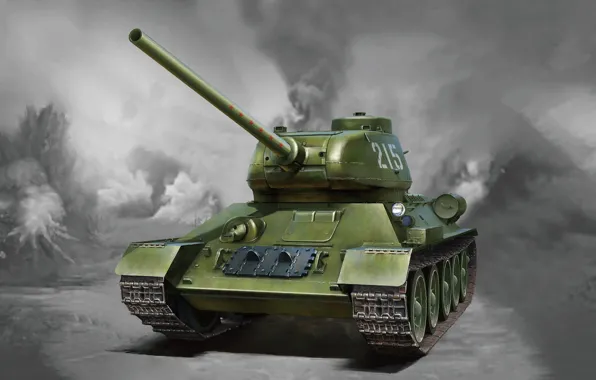 СССР, Т-34, РККА, Т-34/85, 85-мм, Основной танк, C орудием, Самый массовый танк