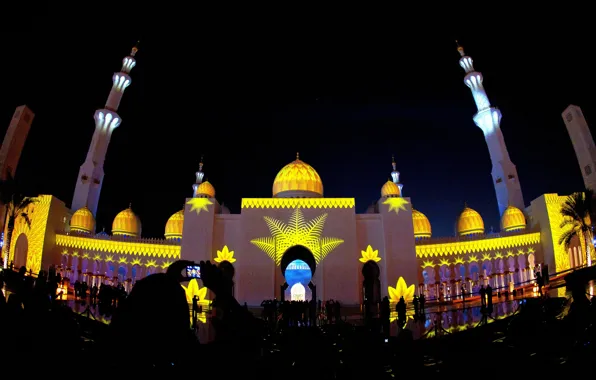 Night, ОАЭ, Мечеть шейха Зайда, Абу-Даби, Sheikh Zayed Grand Mosque, Abu-Dabi