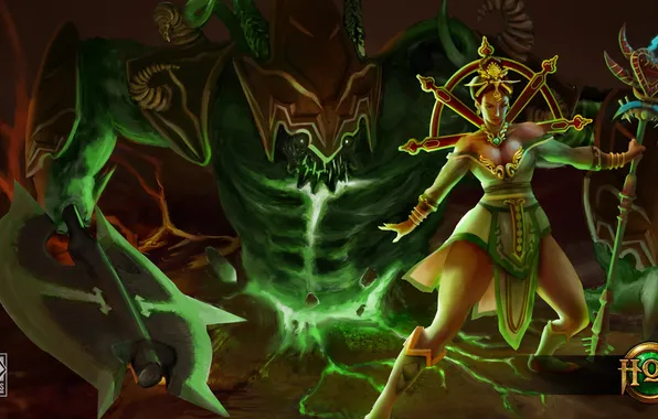 Картинка девушка, монстр, Heroes of Newerth, Jade Empress, Hellbringer