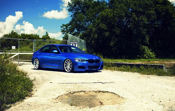 BMW, wheels, blue, 335i, vossen, f30