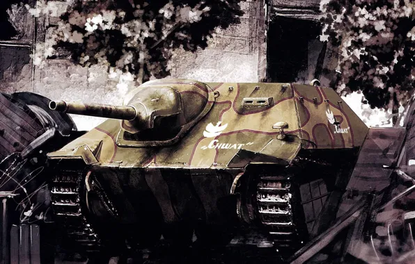 Картинка Германия, Арт, САУ, Спереди, Hetzer, 1945, Хетцер, Jagdpanzer 38(t)