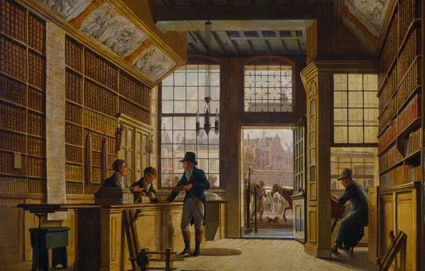 Интерьер, картина, Johannes Jelgerhuis, Магазин Книготорговца в Амстердаме