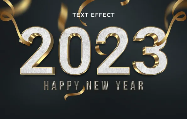 Ленты, темный фон, цифры, Новый год, дата, 2023, Новый 2023 год