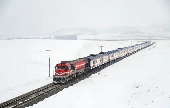 Winter, snow, train, TCDD, Türkiye Cumhuriyeti Devlet Demiryolları