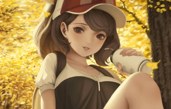 Girl, blouse, brown eyes, anime, beautiful, short hair, pretty, brunette