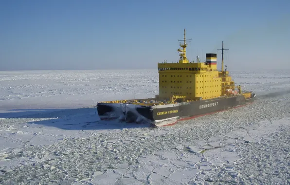 Ice, sea, ship, ice-breaker, rosmorport, baltic, kapitan sorokin