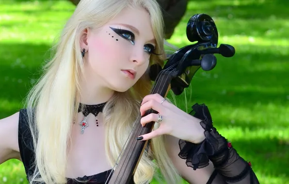 Nature, Blonde, Violin, Look, Maria Amanda, Stock, Romantic Goth