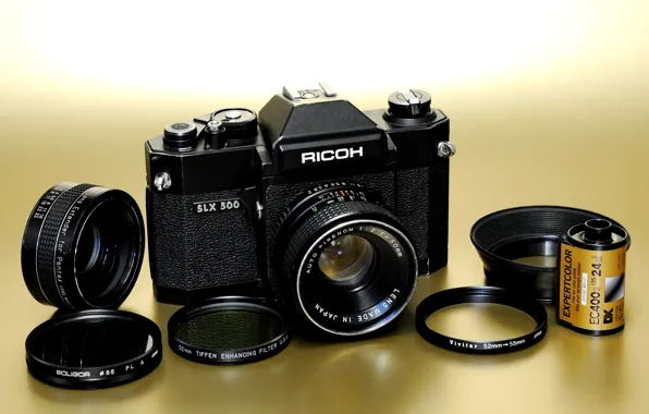 Фон, кольца, фотоаппарат, объектив, зеркальный, пленочный, механический, Rikenon 50mm F / 2