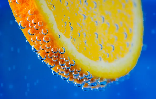 Картинка пузырьки, пузыри, фрукт, Апельсин, в воде