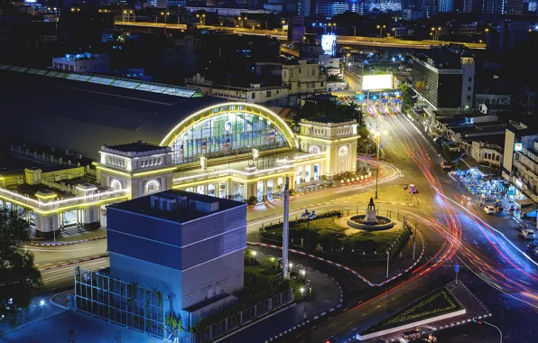 Город, вид, Таиланд, Бангкок, ночной, Bangkok