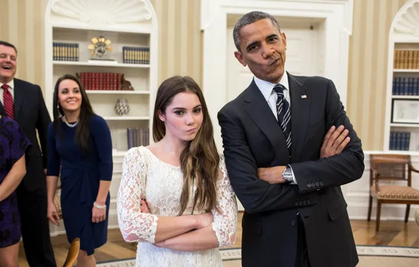 Картинка girl, president, faces, Obama