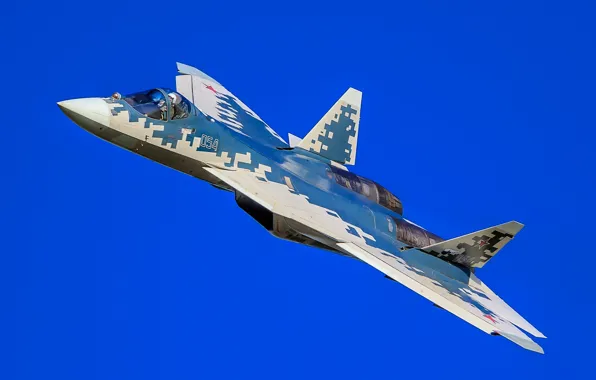 Картинка истребитель, полёт, многофункциональный, T-50, «ПАК ФА», Су-57, Su-57
