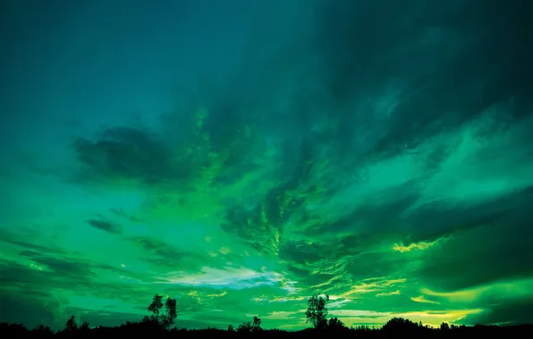 Картинка небо, ночь, зеленое