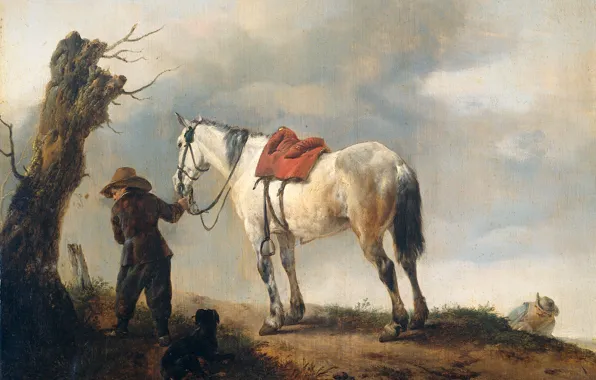 Картинка масло, картина, Филипс Вауэрман, Белая Лошадь