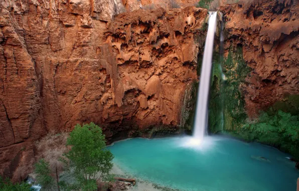 Картинка горы, природа, река, водопад, Arizona, Grand Canyon, Hava-sui Falls, Havasupai Indian Reservation